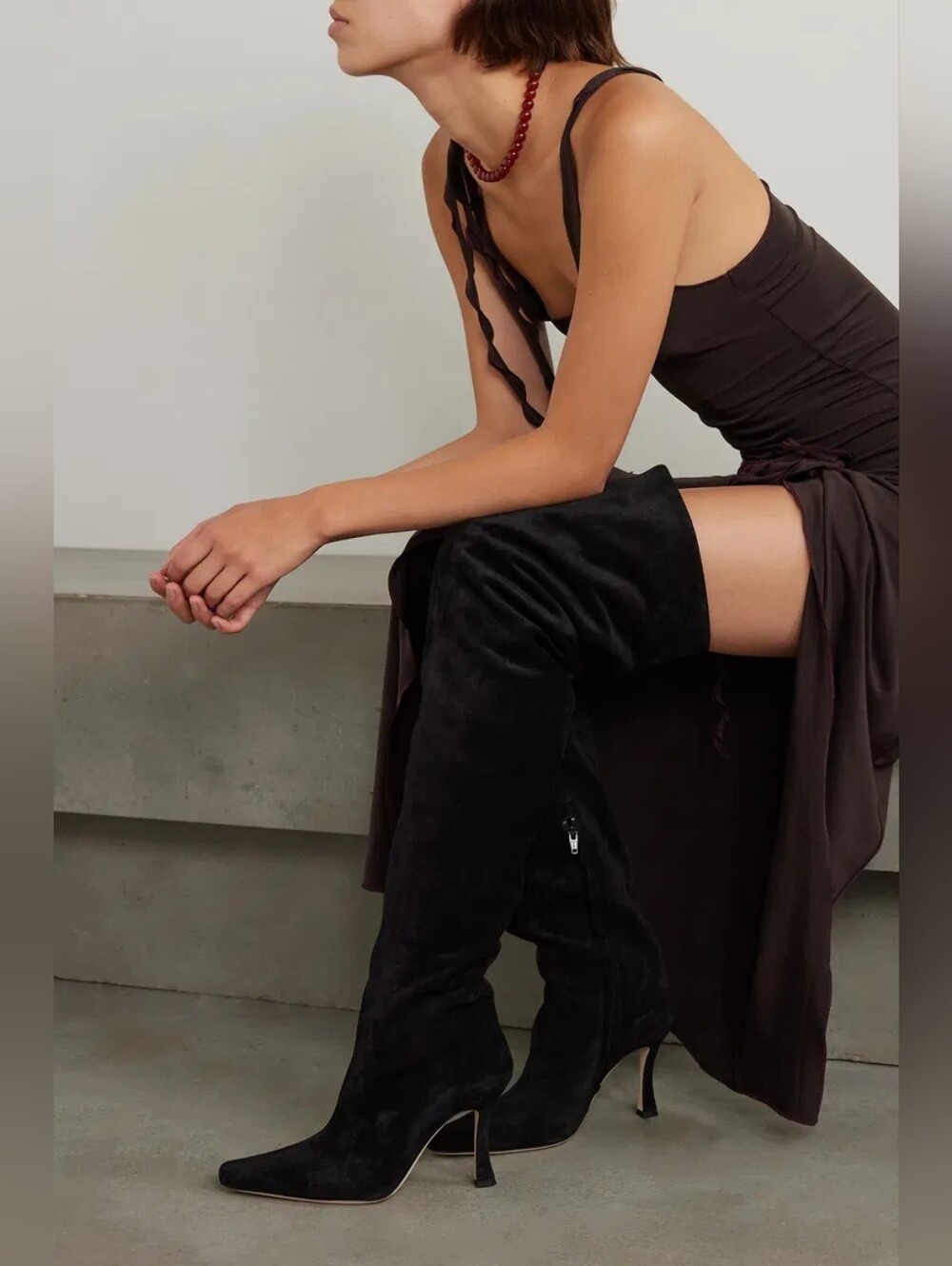 NWOT Staud cami suede over the knee stiletto heeled boots in black, 5